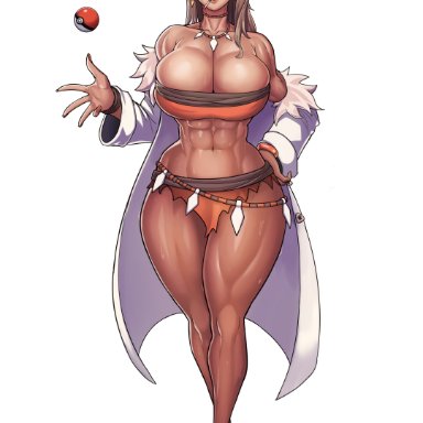 pokemon, sada (pokemon), kingbang, 1girls, breasts, bursting breasts, cleavage, female, female only, hourglass figure, huge breasts, human, large breasts, looking at viewer, muscular