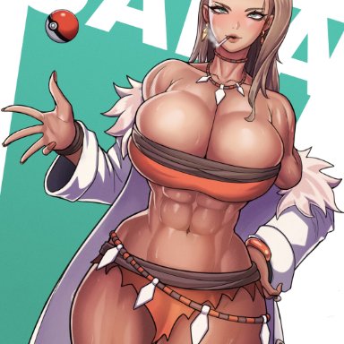 pokemon, sada (pokemon), kingbang, 1girls, breasts, bursting breasts, cleavage, female, female only, hourglass figure, huge breasts, human, kongman99, large breasts, looking at viewer