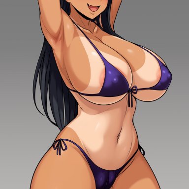 please don't bully me, nagatoro, hayase nagatoro, jmg, 1girls, aged up, alternate breast size, armpits, arms up, bikini, black hair, breasts, brown eyes, female, female only, hips