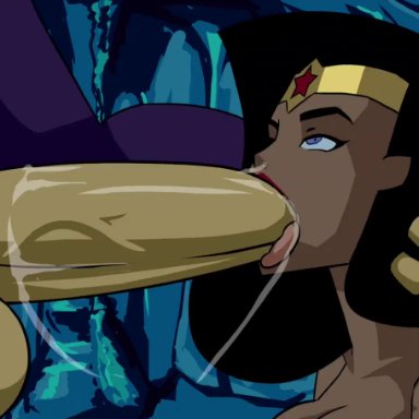 dc, dc comics, justice league, wonder woman (series), mongul, wonder woman, boxman, amazon, big balls, big breasts, big penis, black hair, blowjob, blue eyes, cum