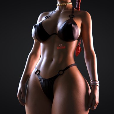 apex legends, loba, loba (apex legends), loba andrade, wotm8h8, abs, big ass, big breasts, bikini, braided hair, braided twintails, dark-skinned female, micro bikini, swimsuit, thick thighs