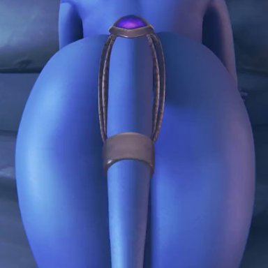 world of warcraft, draenei, exarch gennariel (gennariel), original character, gennariel, 1female, 1girl, 1girls, ass, bent over, big ass, blue skin, horns, large ass, nude