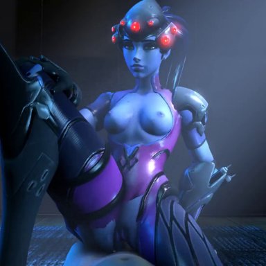 overwatch, widowmaker, skeletron27, 1boy, 1girls, boobs, looking at viewer, pov, purple hair, riding, riding penis, 3d, animated, sfm, sound