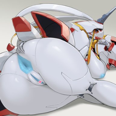 darling in the franxx, strelizia, pochincoff, android, anus, armor, ass, ass focus, blue anus, blue nipples, breasts, colored nipples, colored skin, female, from behind