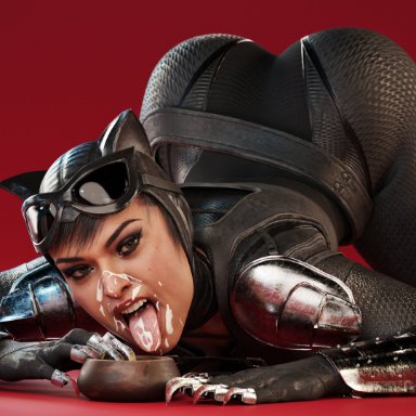 batman (series), dc, dc comics, injustice 2, catwoman, selina kyle, cyberbolt, ass up, big ass, feet, licking, milk, 3d