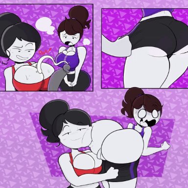 jaiden animations, youtube, anon, jaiden, jaidens mom, vaz0v, 2girls, age difference, ass, ass focus, bedroom eyes, big ass, big breasts, big butt, big penis