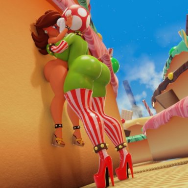 mario (series), nintendo, super mario bros., piranha plant, princess daisy, wyerframez, big ass, big breasts, breasts, 3d, how to talk to short girls, tagme