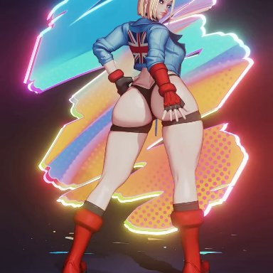 capcom, street fighter, street fighter 6, cammy white, rushzilla, 3d model, abs, ass, athletic, athletic female, bare legs, big ass, big breasts, blonde hair, blue eyes