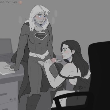 arrowverse, dc, dc comics, supergirl (series), kara danvers, kara zor-el, lena luthor, supergirl, odd titties, 1futa, 1girls, areolae, big breasts, black hair, blonde hair