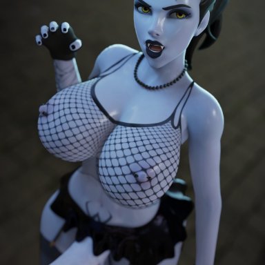 overwatch, widowmaker, shadowboxer, 1futa, areolae, athletic futanari, balls, big penis, breasts, erect nipples, erection, futa only, futanari, huge breasts, human