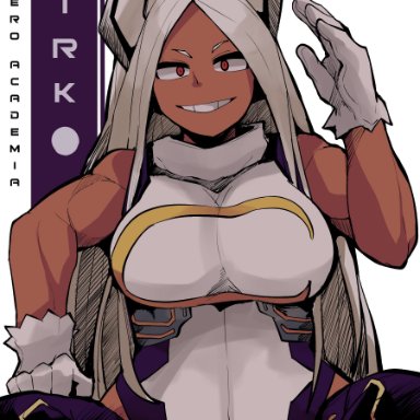 my hero academia, miruko, horu, 1girl, 1girls, breasts, busty, clothed, dark-skinned female, dark skin, fit, fit female, gloves, long hair, muscular