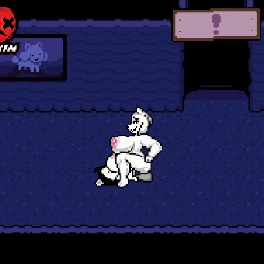 undertale, temmie (undertale), toriel, mayin, 1futa, 1girls, anthro, big breasts, cum, duo, ejaculation, female, futa on female, futanari, huge balls