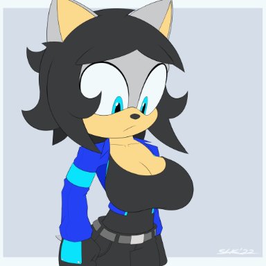 sonic (series), sonic the hedgehog (series), makia (slickehedge), slickehedge, 1girls, anthro, big breasts, black hair, breast expansion, breast growth, breast jiggle, breasts, breasts out, bursting breasts, cleavage