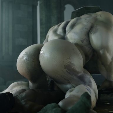 silent hill, silent hill 2, pyramid head, snips456, snips456fur, 2males, anal sex, ass, bara, big butt, butt, demon, dick, erection, from behind