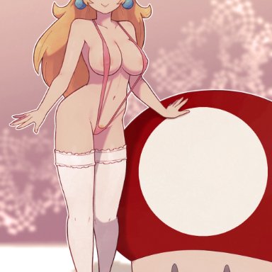 mario (series), super mario bros., princess peach, lamb-oic029, mushroom, sling bikini, super mushroom