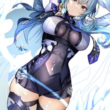 genshin impact, eula (genshin impact), koruse, blue hair, breasts, clothed, tagme