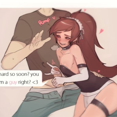 star vs the forces of evil, marco diaz, princess marco, nori-7k, 2boys, brown hair, choker, femboy, gay, girly, latina, long hair, male only, nipples, orientation play