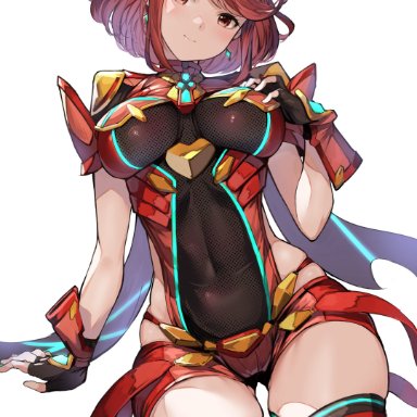 xenoblade (series), xenoblade chronicles 2, pyra, koruse, breasts, clothed, red hair, skin tight, thick thighs, thighs, tagme