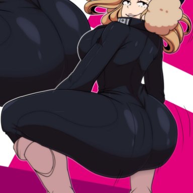 my hero academia, camie utsushimi, ninalife31, 1girls, ass, ass shake, big ass, big breasts, blonde hair, bodysuit, bouncing ass, breasts, bubble butt, clothing, ear muffs