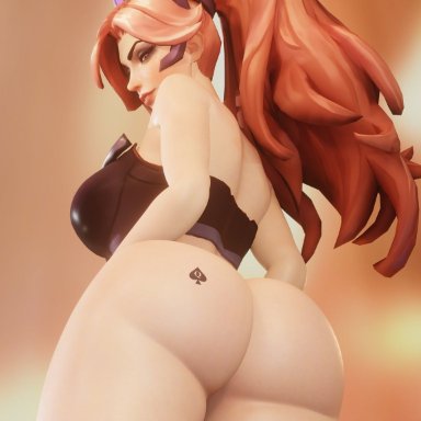 league of legends, miss fortune, allblacked3d, 1girls, ass, ass focus, ass shot, big ass, big breasts, big butt, bimbo, bubble ass, bubble butt, bunny ears, bunny girl