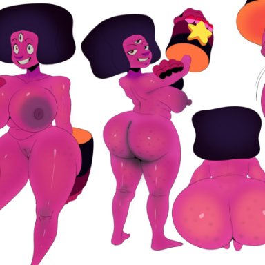 steven universe, garnet (steven universe), gem fusion, barrybbeesly, 1girls, areolae, big ass, big breasts, big nipples, completely nude, enormous ass, full body, huge ass, huge breasts, huge butt