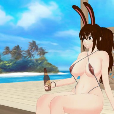 rwby, cardin winchester, velvet scarlatina, theblackbirdcalls, 1boy, 1girls, animal ears, areolae, bangs, bracelet, breasts, brown eyes, brown hair, bunny ears, bunny girl