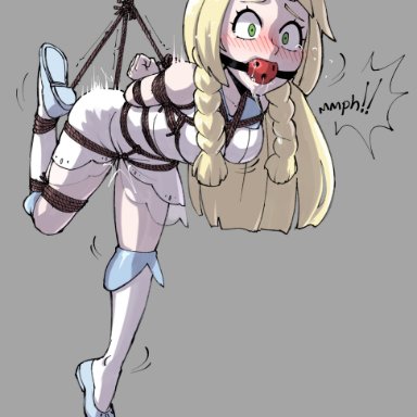 pokemon, pokemon sm, lillie (pokemon), gingrjoke, ball gag, bondage