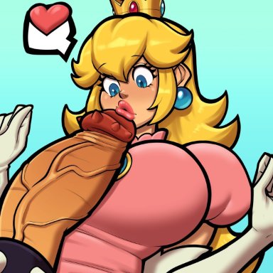 mario (series), nintendo, bowser, princess peach, mrpotatoparty, 1boy, 1girls, big penis, blonde hair, blue eyes, cock ring, crown, earrings, female, female focus