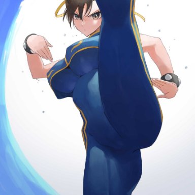 capcom, street fighter, street fighter alpha, chun-li, rororo, rororo (artist), ass, big ass, big breasts, breasts, lifting leg, martial arts, thick, thick ass, thick legs