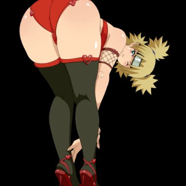 naruto, naruto (series), naruto shippuden, temari, artist request, 1girls, bent over, big ass, blonde hair, bra, female, female only, from behind, full body, headband