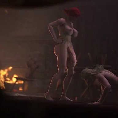 cd projekt red, the witcher (series), the witcher 3: wild hunt, ciri, keira metz, triss merigold, desiresfm, 1futa, 1girls, big ass, big breasts, completely nude female, completely nude futanari, deepthroat, fellatio