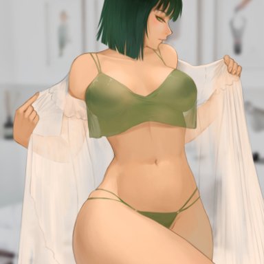 one-punch man, fubuki (one-punch man), nextoad, 1girls, ass, belly, belly button, big breasts, blush, bob cut, breasts, cleavage, clothed, clothing, covered breasts