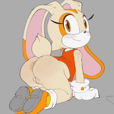 sega, sonic (series), sonic the hedgehog (series), cream the rabbit, loogistall, all fours, anthro, anus, ass, blush, clothing, cub, female, flat chested, footwear