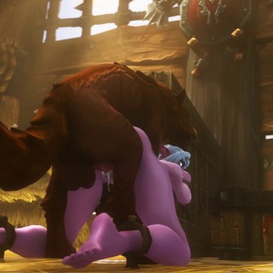 world of warcraft, night elf, noname55, 1boy, 1girls, all fours, canine, dog, domestic dog, female, from behind, male, nude, sex, zoophilia