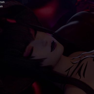 bandai namco, tekken, eliza (tekken), bouquetman, mizzpeachy, peachymizz, 1boy, 1girls, areolae, blowjob, bouncing breasts, breasts, cum, cum in mouth, dark-skinned male