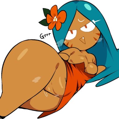 cookie run, cookie run kingdom, tiger lily cookie, cham22, 1girls, alternate breast size, big ass, big breasts, big butt, bottom heavy, bottomless, breasts, bubble butt, female, female only