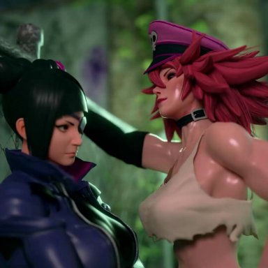 capcom, street fighter, juri han, poison (final fight), evilaudio, lewdhyl, 2futas, anal, anal penetration, anal sex, anus, areola, areolae, ass, balls