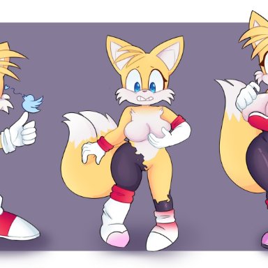sega, sonic (series), sonic the hedgehog (series), twitter, rouge the bat (cosplay), tails, tailsko, flybeeth, 5 fingers, anthro, anthro only, ass, ass expansion, bare shoulders, big ass