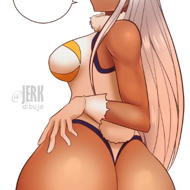 my hero academia, miruko, rumi usagiyama, 1girls, ass, ass focus, big ass, big breasts, blue thighhighs, breasts, bunny ears, bunny girl, bunny tail, clothing, curvaceous