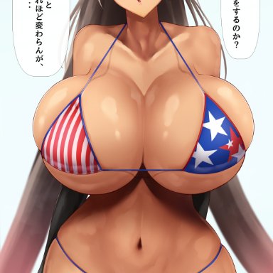 fate/grand order, fate (series), zenobia (fate), sirosoil, 1girl, 1girls, almost naked, american flag bikini, bare arms, bare legs, bare midriff, bare shoulders, bare thighs, barefoot, barely clothed