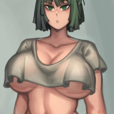 one-punch man, fubuki (one-punch man), kelvin hiu, 1girls, belly, belly button, big breasts, bob cut, boobs, breasts, busty, cleavage, collarbone, covered breasts, covered nipples