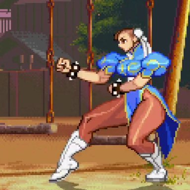 capcom, m.u.g.e.n, street fighter, chun-li, dan hibiki, gettag, 1boy, 1girls, after sex, after vaginal, alternate ass size, asian, asian female, asian male, ass