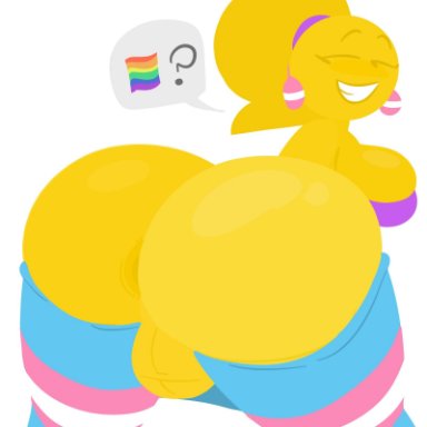 emoji (race), emoji gurl, sssir8, 1trans, anus, ass, back, back view, backsack, balls, bent over, big balls, bottomless, breasts, clothed