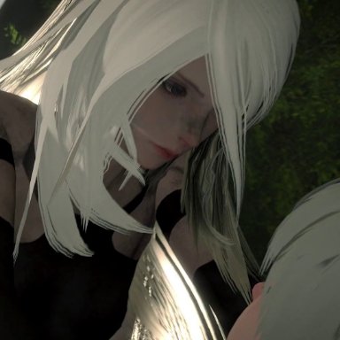 nier, nier: automata, yorha 9s, yorha a2, windfall, 1boy, 1futa, anal, anal sex, balls, breasts, futa on male, futadom, futanari, light-skinned futanari