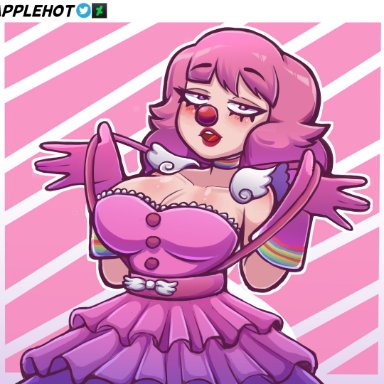 geiru toneido, applehot, breasts, clown, oppai