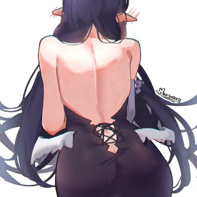 hololive, hololive english, ninomae ina'nis, aurwoora, 1girls, ass, ass focus, back view, bare back, big ass, female, from behind, halo, pointy ears, highres