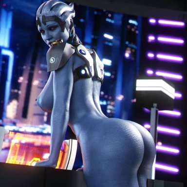 mass effect, asari, liara t'soni, apone3d, 1girls, abs, alien, alien girl, ass, athletic female, blue skin, breasts, colored skin, curvaceous, curves