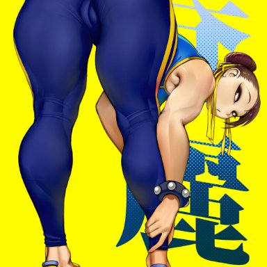 street fighter, street fighter 6, chun-li, krokobyaka, 1girls, looking at viewer, looking back, muscular legs, muscular thighs, wide hips, wide thighs