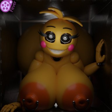 five nights at freddy's, five nights at freddy's 2, toy chica (fnaf), toy chica (love taste), feversfm, 1girls, animatronic, ass, big ass, big breasts, breasts, nipples, ventilation shaft, tagme