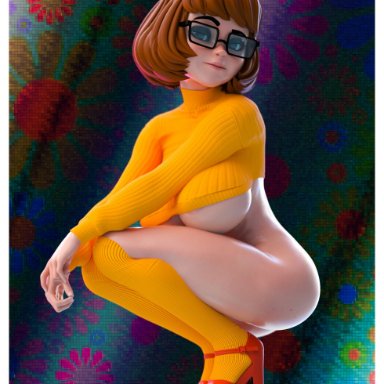 hanna-barbera, scooby-doo, velma dinkley, forsaken (artist), ass, athletic female, big breasts, bottomless, breasts, brown hair, bubble butt, busty, crop top, female, female focus